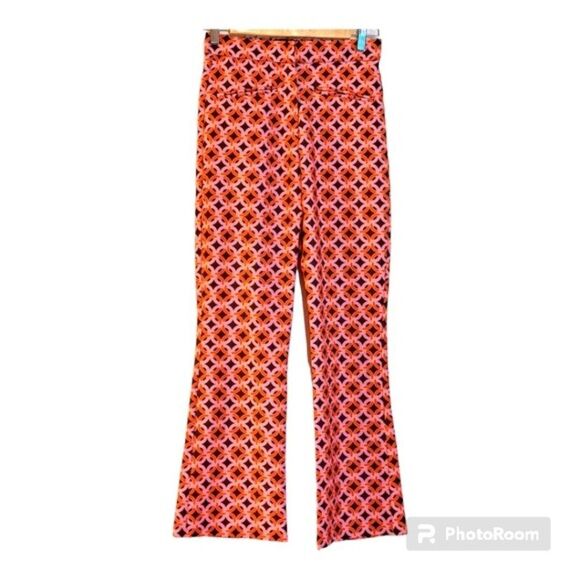 Asos Design Geometric Hippie Design Slim Flare Pants Red/Brown NWOT 4 - Picture 1 of 12